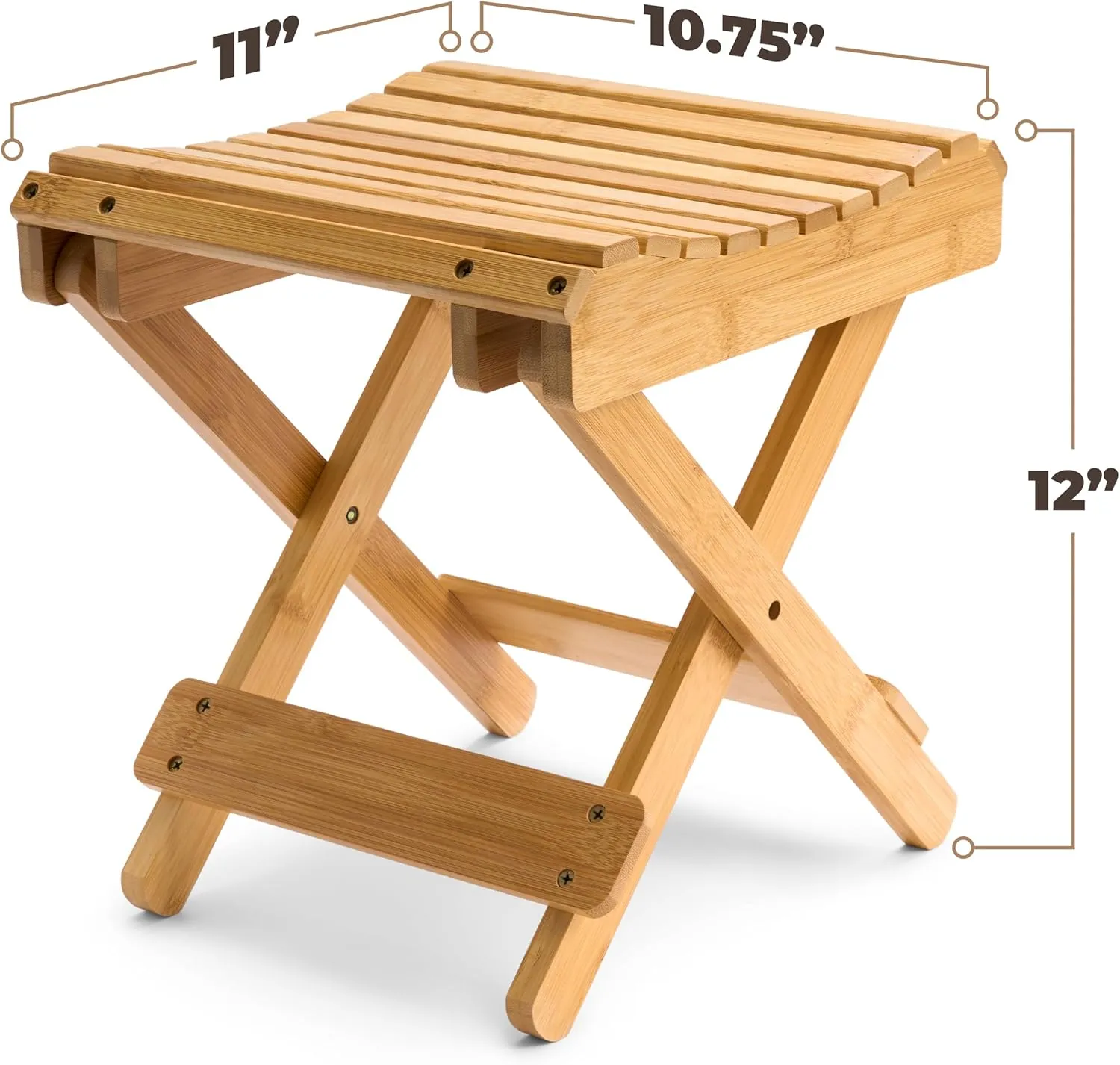 Sorbus Bamboo Folding Step Stool Bench - for Shaving, Shower Foot Rest, Bath Chair - Great for Bathroom, Spa, Sauna, Wooden Seat, Fully Assembled - 11.75" D x 12.25" W x 13.75" H