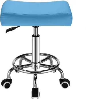 Square Salon Rolling Stool - 300lbs Weight Capacity，Adjustable Swivel Stool with Wheel，Pu Leahter Comfortable Cutting Stools for Salon Tattoo Stylist Massage Perfect for Work SPA (Blue)