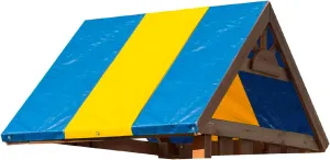 Squirrel Products Tarp Canopy Shade Replacement for Playgrounds & Swing Sets, Blue & Yellow Playhouse Tarp Roof for Outdoor Playsets, 52 in x 89 in
