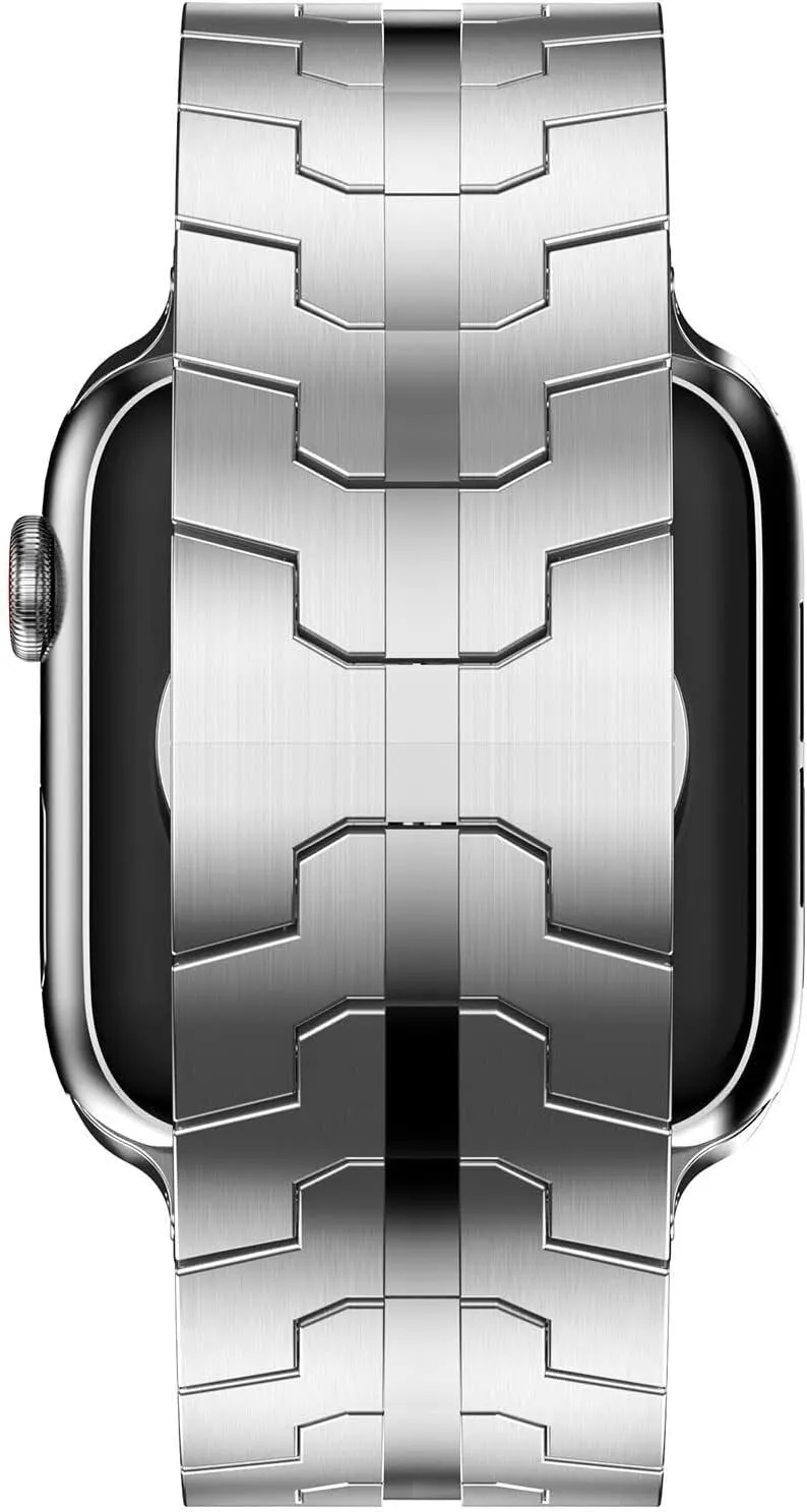 Stainless Steel Band for Apple Watch Ultra 2 Band 49mm 45mm 44mm 42mm, Metal Strap with Folding Clasp for Apple Watch Series 9 8 7 6 5 4 3 2 1 Ultra/Ultra 2 Men