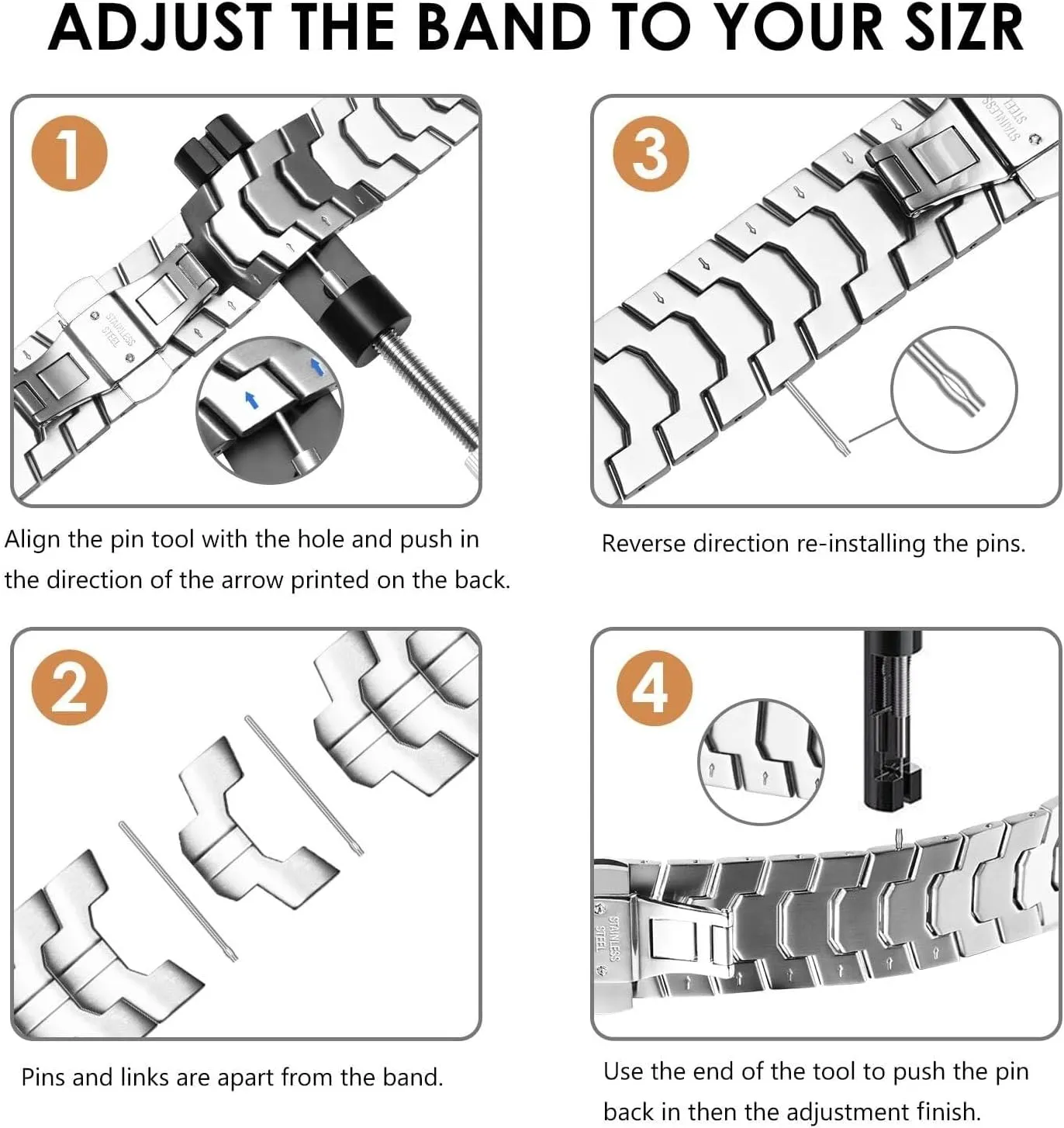 Stainless Steel Band for Apple Watch Ultra 2 Band 49mm 45mm 44mm 42mm, Metal Strap with Folding Clasp for Apple Watch Series 9 8 7 6 5 4 3 2 1 Ultra/Ultra 2 Men
