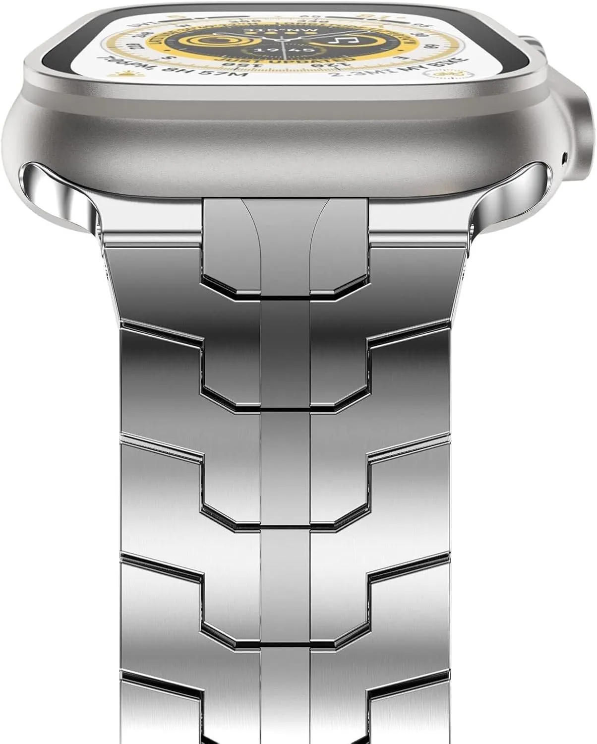 Stainless Steel Band for Apple Watch Ultra 2 Band 49mm 45mm 44mm 42mm, Metal Strap with Folding Clasp for Apple Watch Series 9 8 7 6 5 4 3 2 1 Ultra/Ultra 2 Men