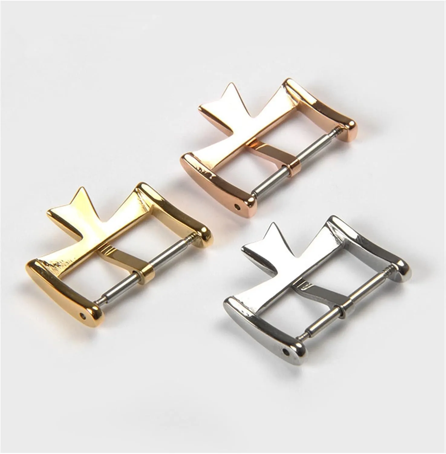 Stainless Steel Watch Clasp for VC Vacheron Watch Strap Buckles Constantin 16MM 18MM 20mm Silvery Golden Rose Gold Metal Pin Clasp (Color : Silver, Size : 16mm)