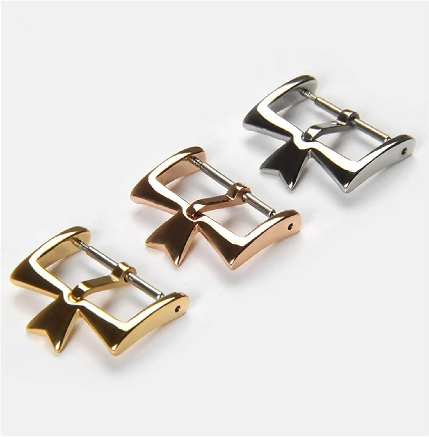 Stainless Steel Watch Clasp for VC Vacheron Watch Strap Buckles Constantin 16MM 18MM 20mm Silvery Golden Rose Gold Metal Pin Clasp (Color : Silver, Size : 16mm)