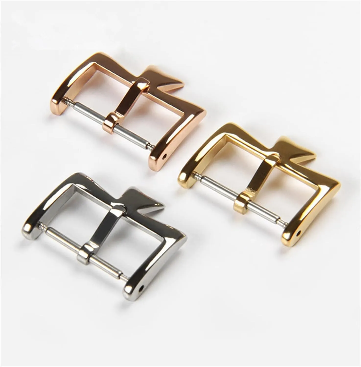 Stainless Steel Watch Clasp for VC Vacheron Watch Strap Buckles Constantin 16MM 18MM 20mm Silvery Golden Rose Gold Metal Pin Clasp (Color : Silver, Size : 16mm)