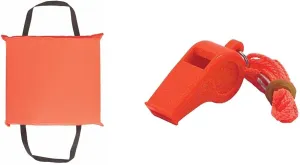 STEARNS Nylon Utility Flotation Cushion (16in x 14in) and Shoreline Marine Safety Whistle | Emergency Survival Set