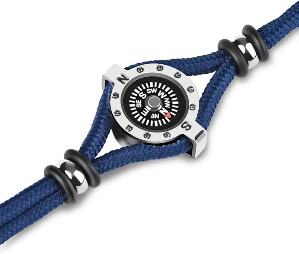 Steel Bracelet Rope Adventure Climbing Compass Ornaments Jewelry Outdoors Camping Hiking Wild Navigation Tool