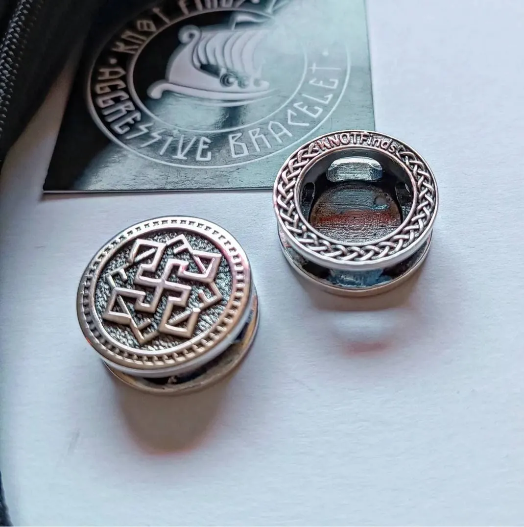 Steel Round Bead VALKYRIE Bead for Bracelet Viking style,  Men's Accessory. Scandinavian jewelry