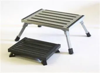 Step Stool Safety Step F-08C-BLK One Step With Non-Slip Strips And Rubber Leg Tips, Foldable, 19" Width × 15" Length x 8" Height, 1000 Pound Capacity, Black, Aluminum