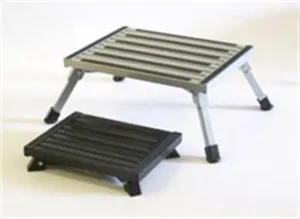 Step Stool Safety Step F-08C-BLK One Step With Non-Slip Strips And Rubber Leg Tips, Foldable, 19" Width × 15" Length x 8" Height, 1000 Pound Capacity, Black, Aluminum