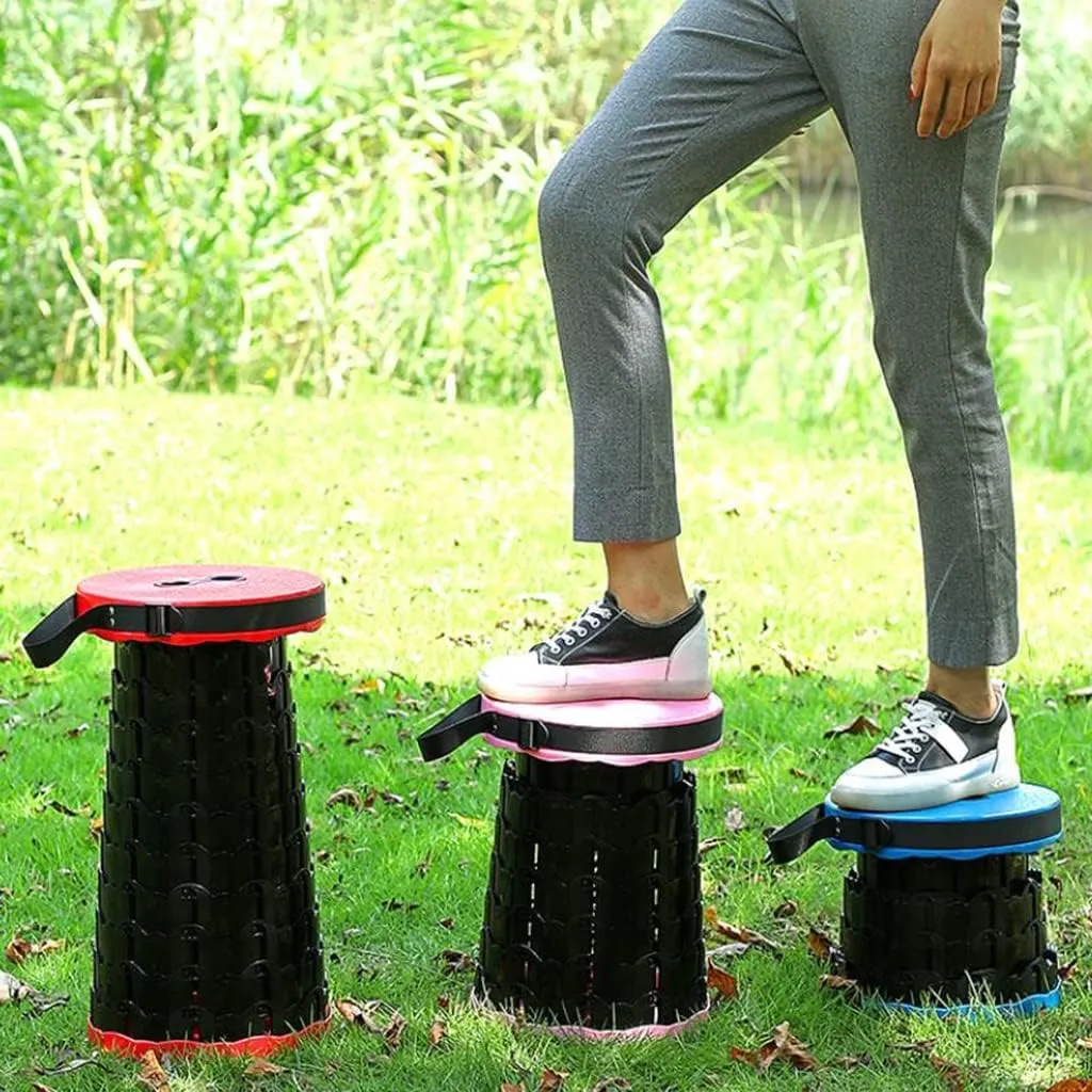 Stools Foldable Stool, Adjustable Retractable Stool Portable, Camping Stool, Suitable for Outdoor Indoor Fishing, Barbecue, Garden Trip, Train Queuing