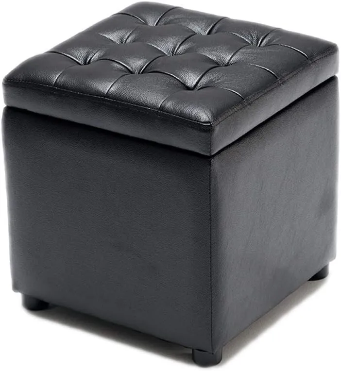 Storage Stool Cowhide Pouffe Chairs Box Sofa Footstool Multifunction Single Seat,34 * 34 * 36cm