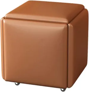 Storage Stool Square 5 in 1 Magic Cube Combination Chair with PU Leather Seat and Swivel Wheels, Modern Home Sofa Stool, 45x45x46 cm