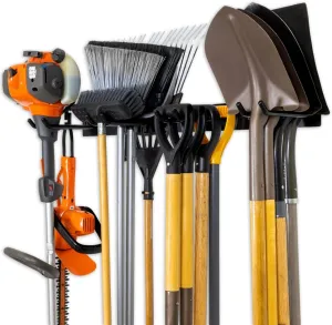 StoreYourBoard Bedrock Tool Garage Tool Organizer Wall Mount, Garage Organization and Storage, Shovel & Rake Hangers Garden Yard Tool Rack, Industrial Steel Holds 250 Pounds
