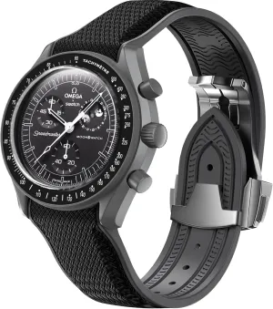 Strap for Omega x Swatch MoonSwatch Watch, 20mm Folding Buckle Band Compatible, Curved No Gap Replacement Strap for Men & Women