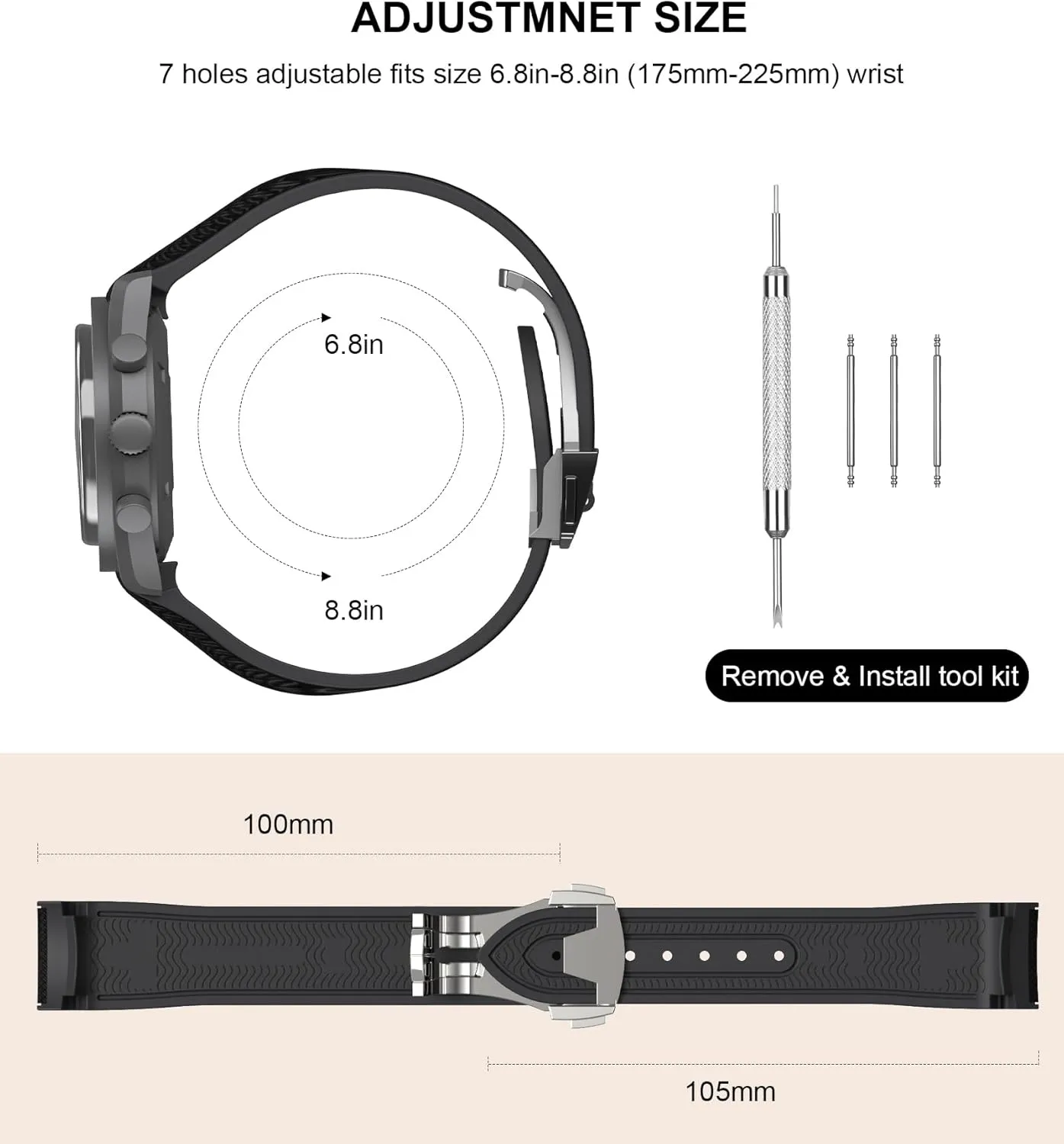 Strap for Omega x Swatch MoonSwatch Watch, 20mm Folding Buckle Band Compatible, Curved No Gap Replacement Strap for Men & Women