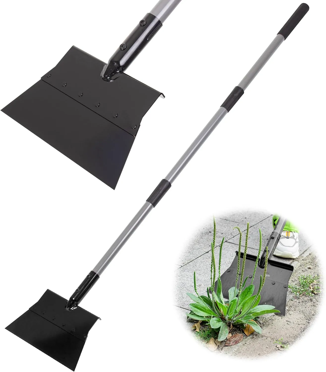Suchtale Multifunctional Garden Cleaning Shovel - Heavy Duty Steel Flat With 54" Adjustable Handle, Gardening Scraper, Outdoor Spade Tool for Weeding, Lawn Edging, Digging, Ice Removal