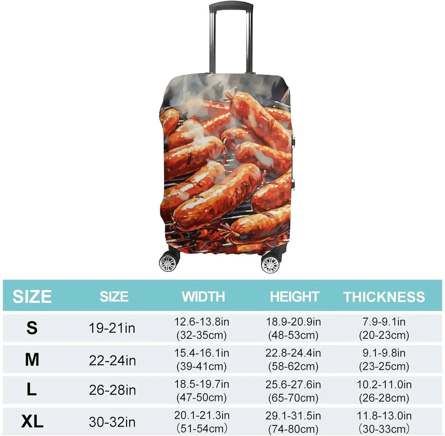 Suitcase Covers for Luggage Sausage on Fire Fashion Luggage Cover Washable Protector Waterproof Suitcase Cover Anti-scratch Travel Suitcases Covers Case for 19-32 Inch Luggages S