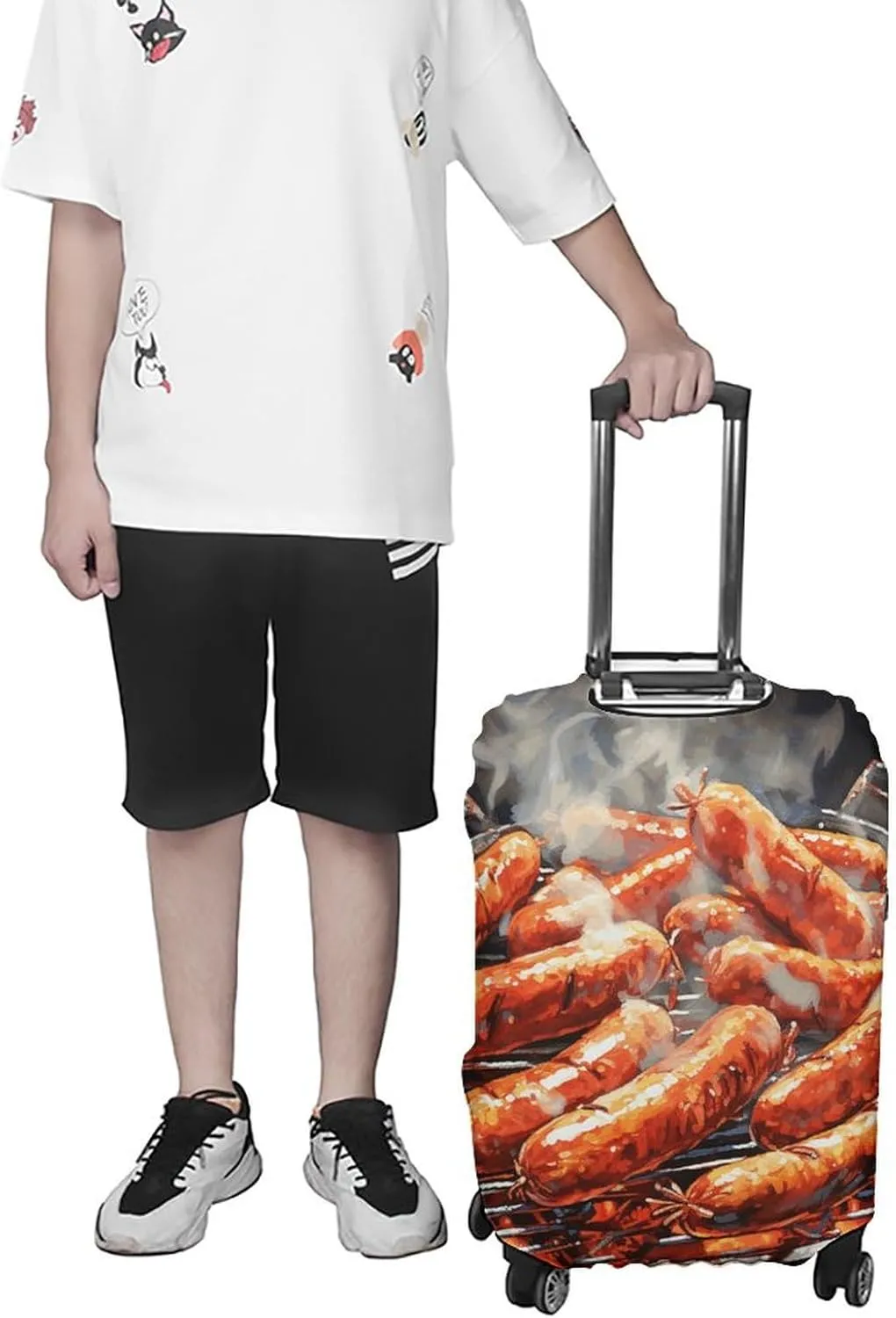 Suitcase Covers for Luggage Sausage on Fire Fashion Luggage Cover Washable Protector Waterproof Suitcase Cover Anti-scratch Travel Suitcases Covers Case for 19-32 Inch Luggages S