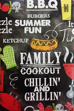 Summer Fun Family Cookout BBQ Vinyl Flannel Back Tablecloth – Waterproof, Easy Clean, Reusable Picnic & Party Table Cover (52" x 70" Oblong)
