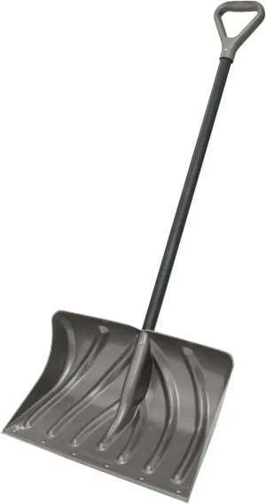 Suncast 20-Inch Snow Shovel and Pusher Combo with Durable Galvanized Steel Wear Strip and Ergonomic D-Grip Handle, Ideal for Driveways, Walkways, and Sidewalks, Gray