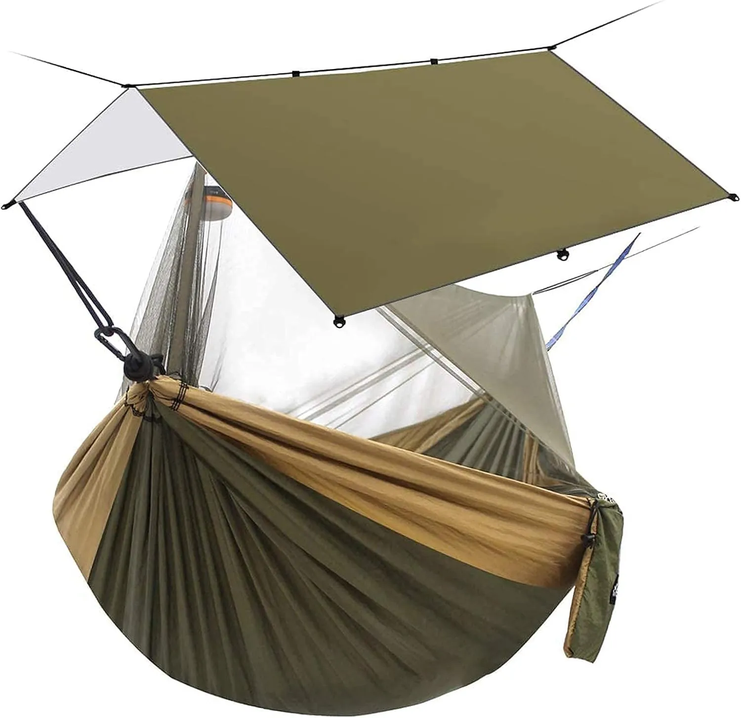 Sunyear Camping Hammock with Net & Sunyear Hammock Rain Fly Tent Tarp Provides Effective Protection Against Rain