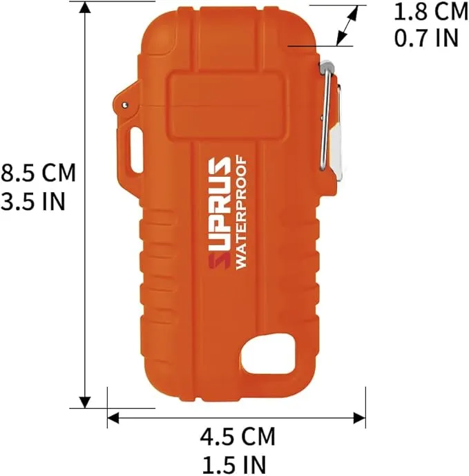 SUPRUS Waterproof Lighter Windproof Lighter Arc Plasma Lighters USB-C Rechargeable with Expandable and Flexible Neck for Outdoor Camping Kitchen (Orange)