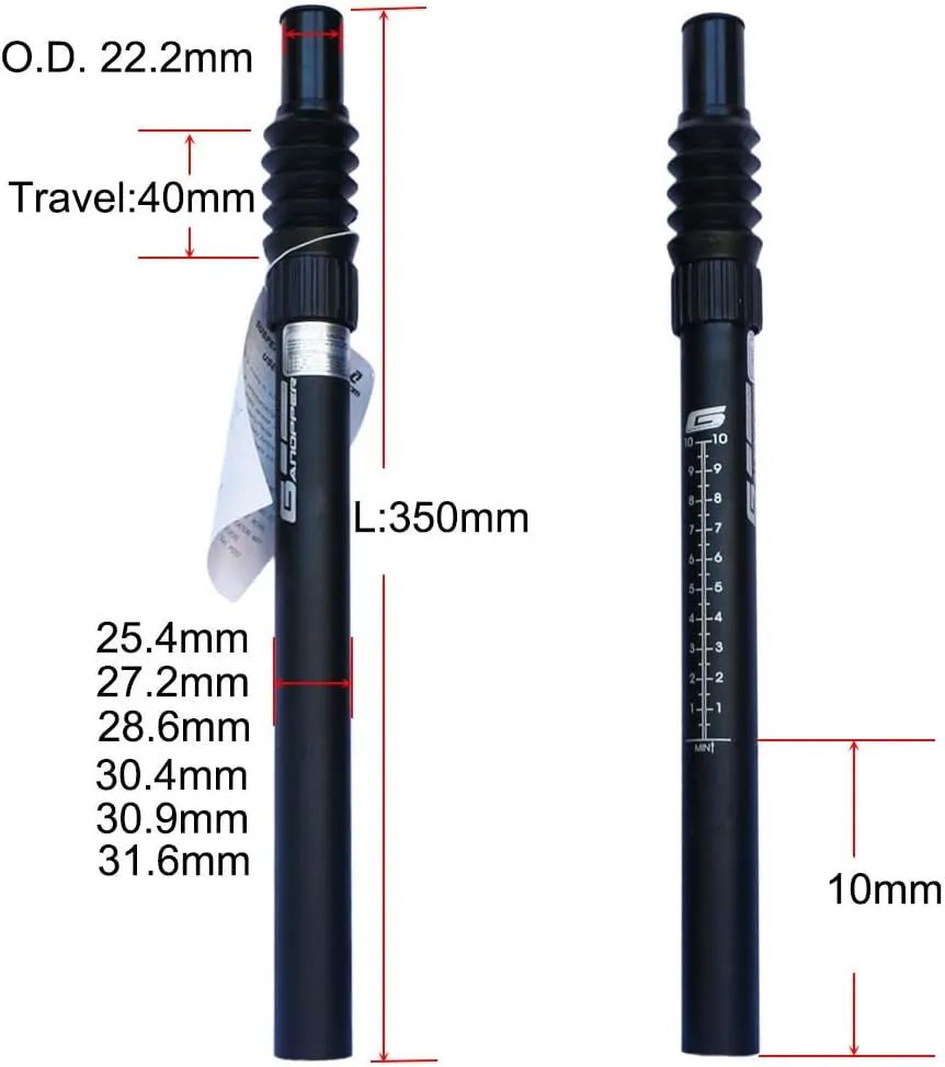Suspension Seatpost Fixie MTB Mountain Bike Seat Post 25.4mm 27.2mm 28.6mm 30.4mm 30.9mm 31.6mm