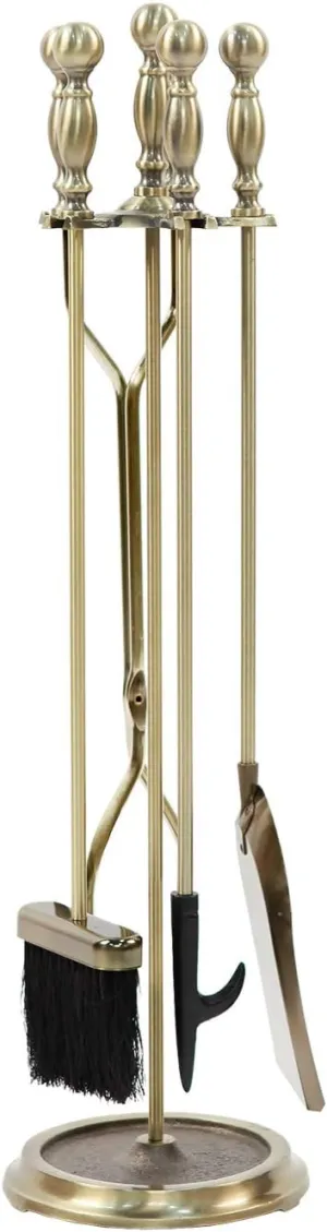 Sutton 5-piece Fireplace Tool Set, Antique Brass