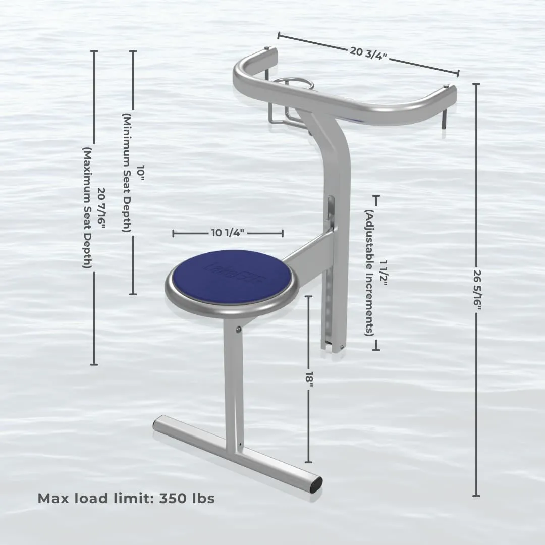 Swim Stool (Seafoam, Pair) – Premium Dock Accessory for Water Seating – Adjustable Height for Docks, Pools & Waterside Use – Built-in Cup Holder – UV-Resistant, Durable, Made in The USA