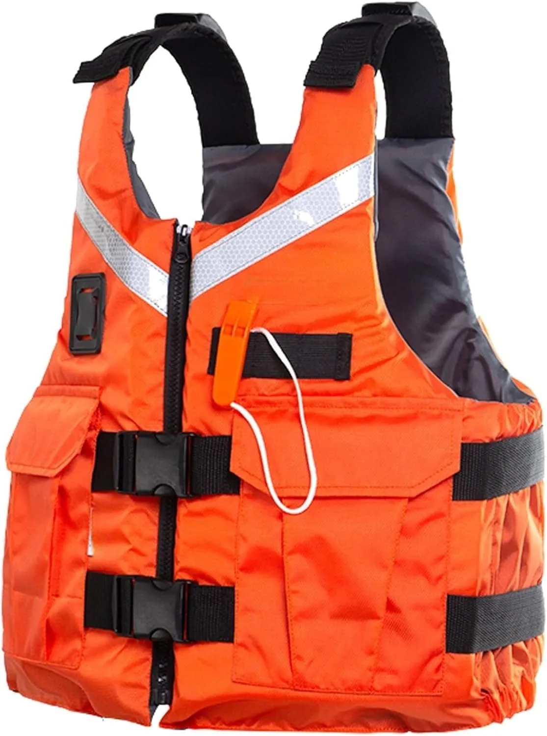 Swimming Vest, Strong Reflective Safety Equipment with Adjustable Waist Belt and Zipper, Safety Whistle for Kayaking, Sailing, Rafting