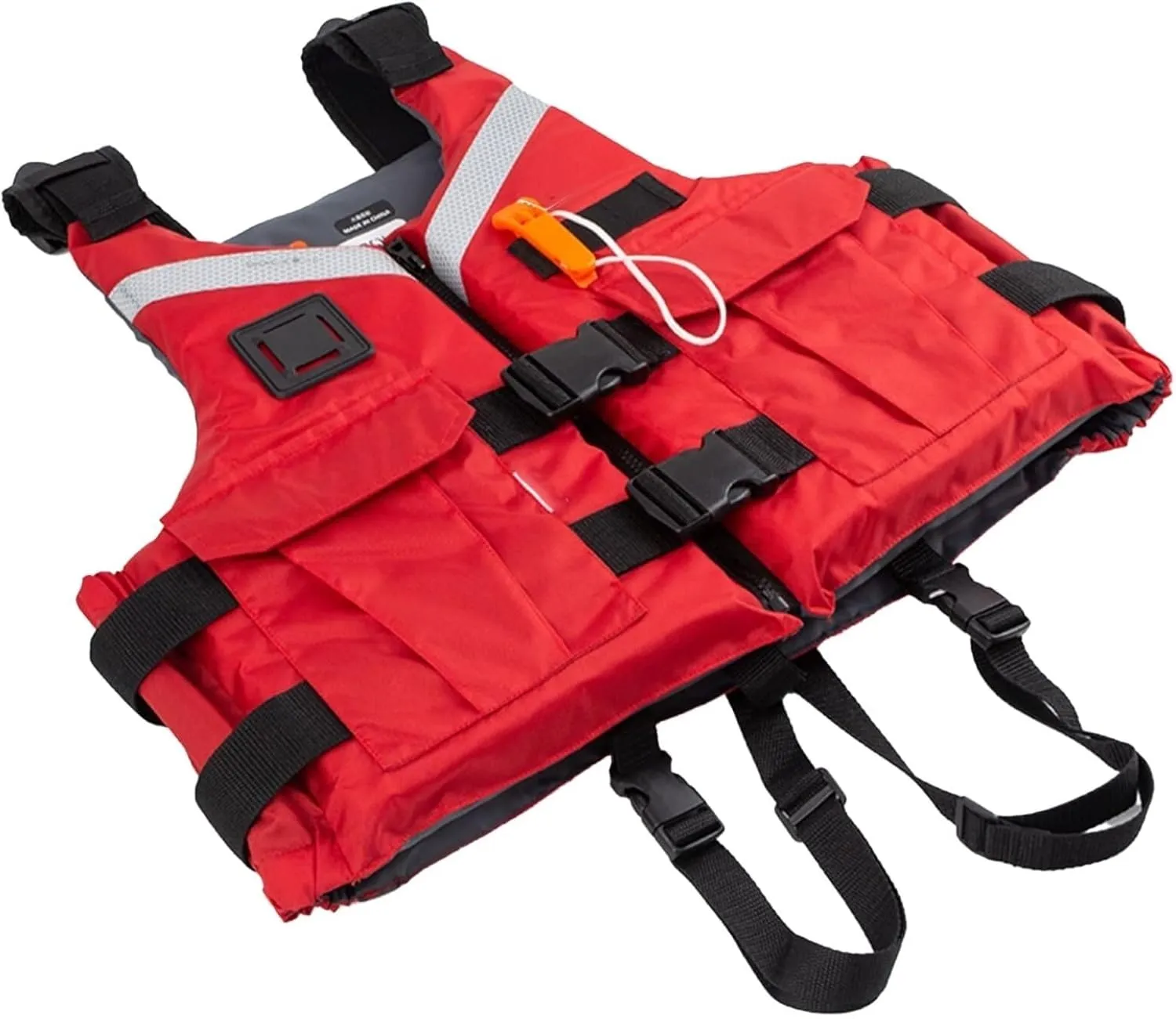 Swimming Vest, Strong Reflective Safety Equipment with Adjustable Waist Belt and Zipper, Safety Whistle for Kayaking, Sailing, Rafting