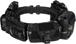 Tactical Battle Belt, Outdoor Quick Release Patrol Nylon Riggers Belts Equipped with Pocket Accessory Bag