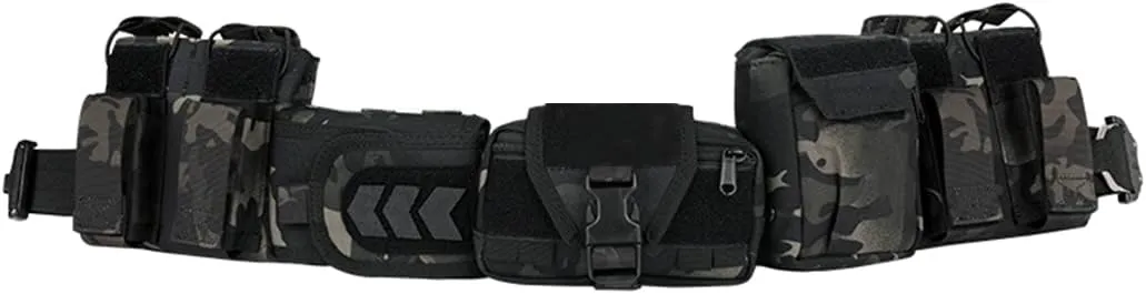 Tactical Battle Belt, Outdoor Quick Release Patrol Nylon Riggers Belts Equipped with Pocket Accessory Bag