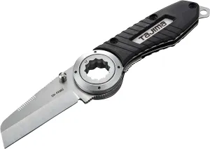 TAJIMA Multipurpose Folding Knife - DK Series Electrician's Tool with Integrated Socket & Elastomer Grip - DK-FKMU-T