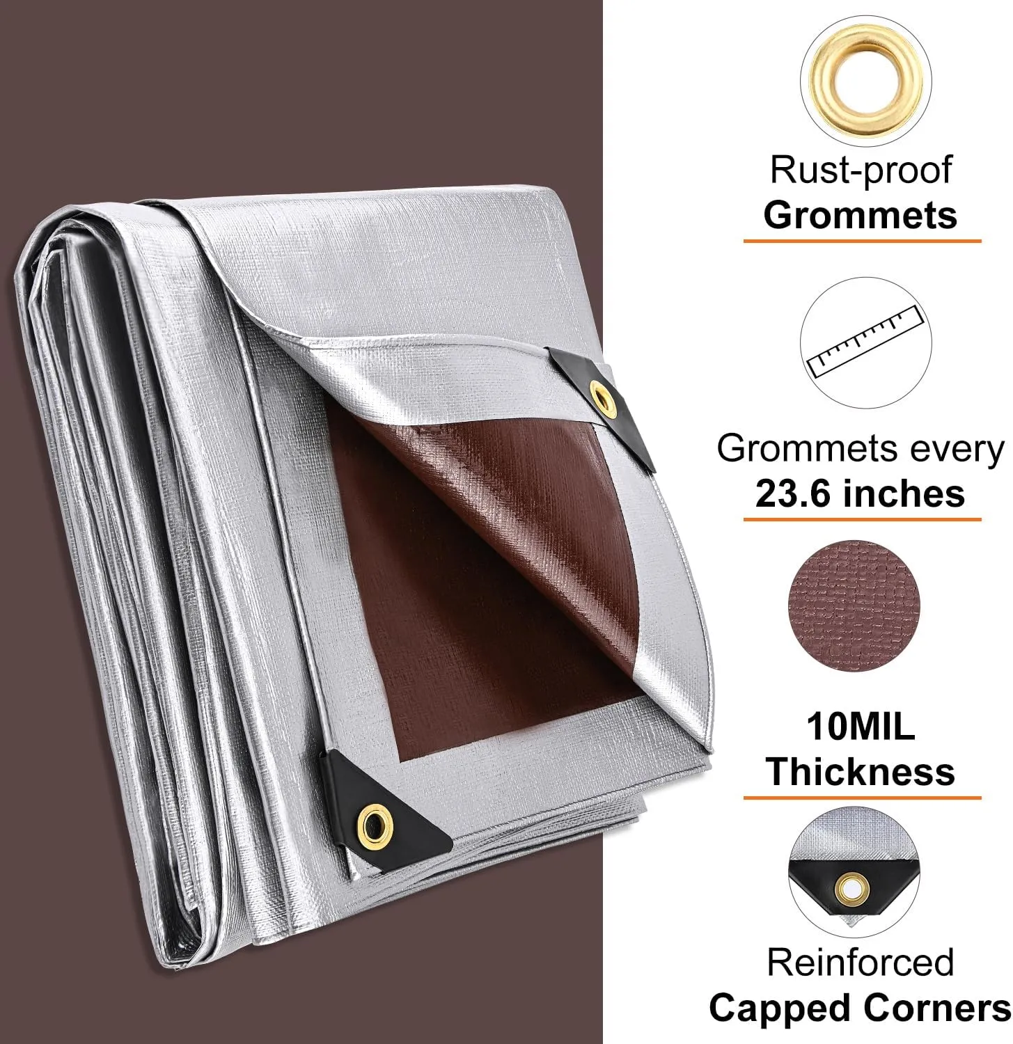 Tarp 10x20FT, 10 Mil Large Tarp, Waterproof Tarps Heavy Duty with Grommets Every 23.6", Thick Plastic Tarp, UV Resistant Tear&Fade Resistant, Reinforced Edges for Outdoor Pool Camp Tent