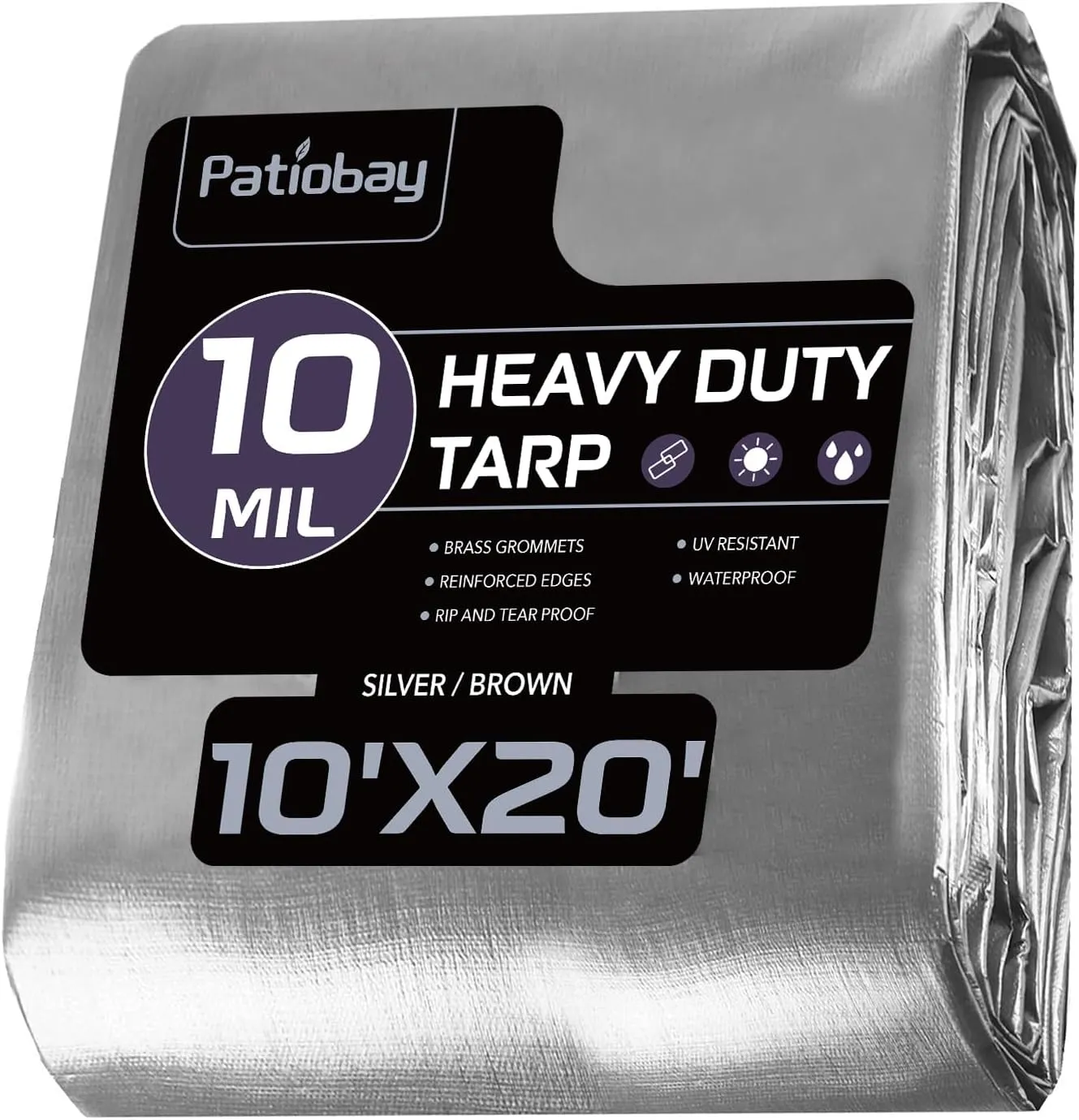 Tarp 10x20FT, 10 Mil Large Tarp, Waterproof Tarps Heavy Duty with Grommets Every 23.6", Thick Plastic Tarp, UV Resistant Tear&Fade Resistant, Reinforced Edges for Outdoor Pool Camp Tent