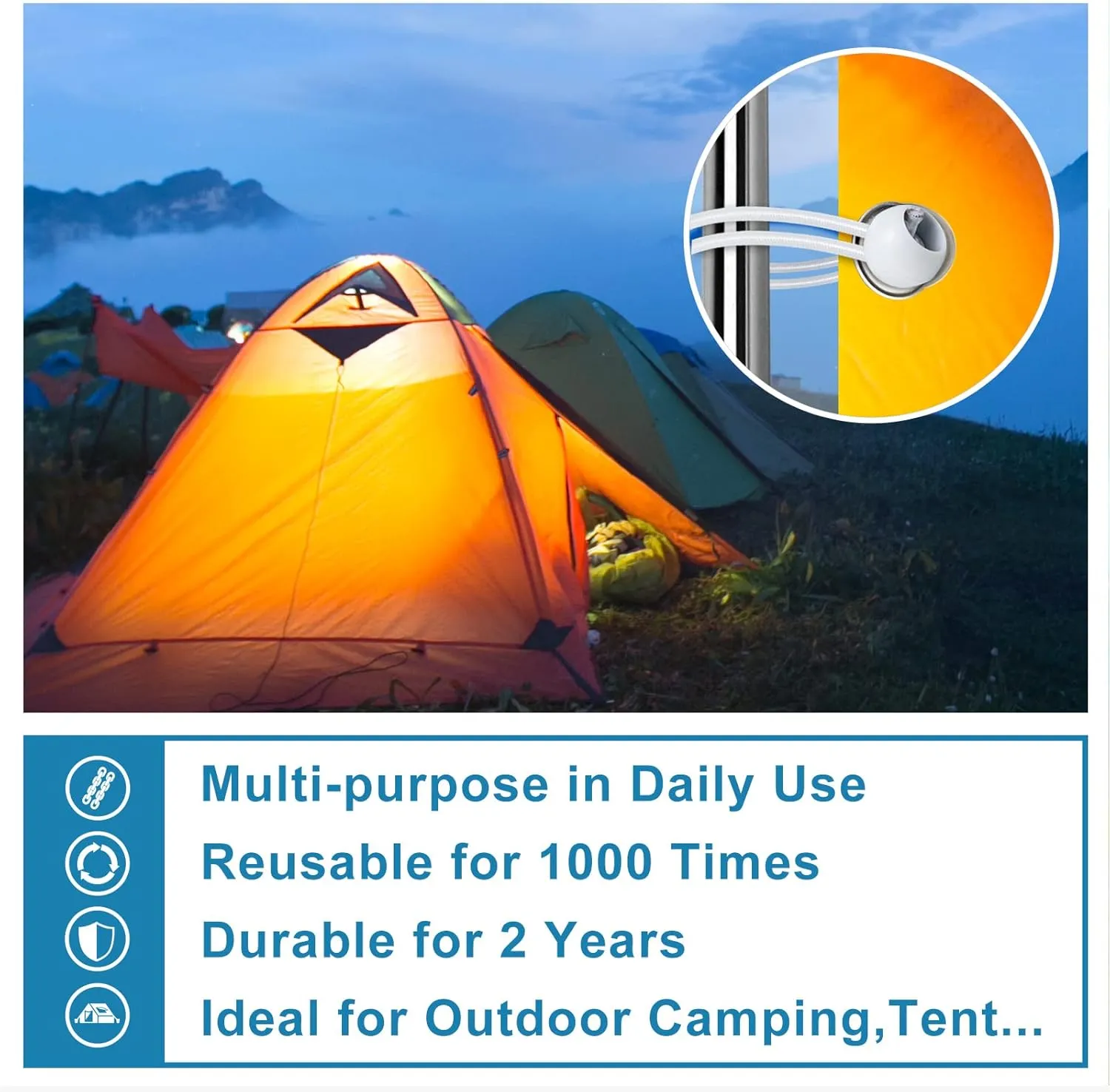 Tarp Bungee with Balls 12 Inch,100 PCS White Bungie Cord Balls Heavy Duty Tie Down Strap Cord for Camping, Shelter,Cargo,Projector Screen,Tent Poles with UV Resistant