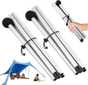 Tarp Poles Adjustable Tent Poles for Tarp, 10 Sections Aluminum Replacement Tent Poles 79 inch Non-Slip Shade Sail Poles for Camping Hiking Outdoor Sport, 2PCS.