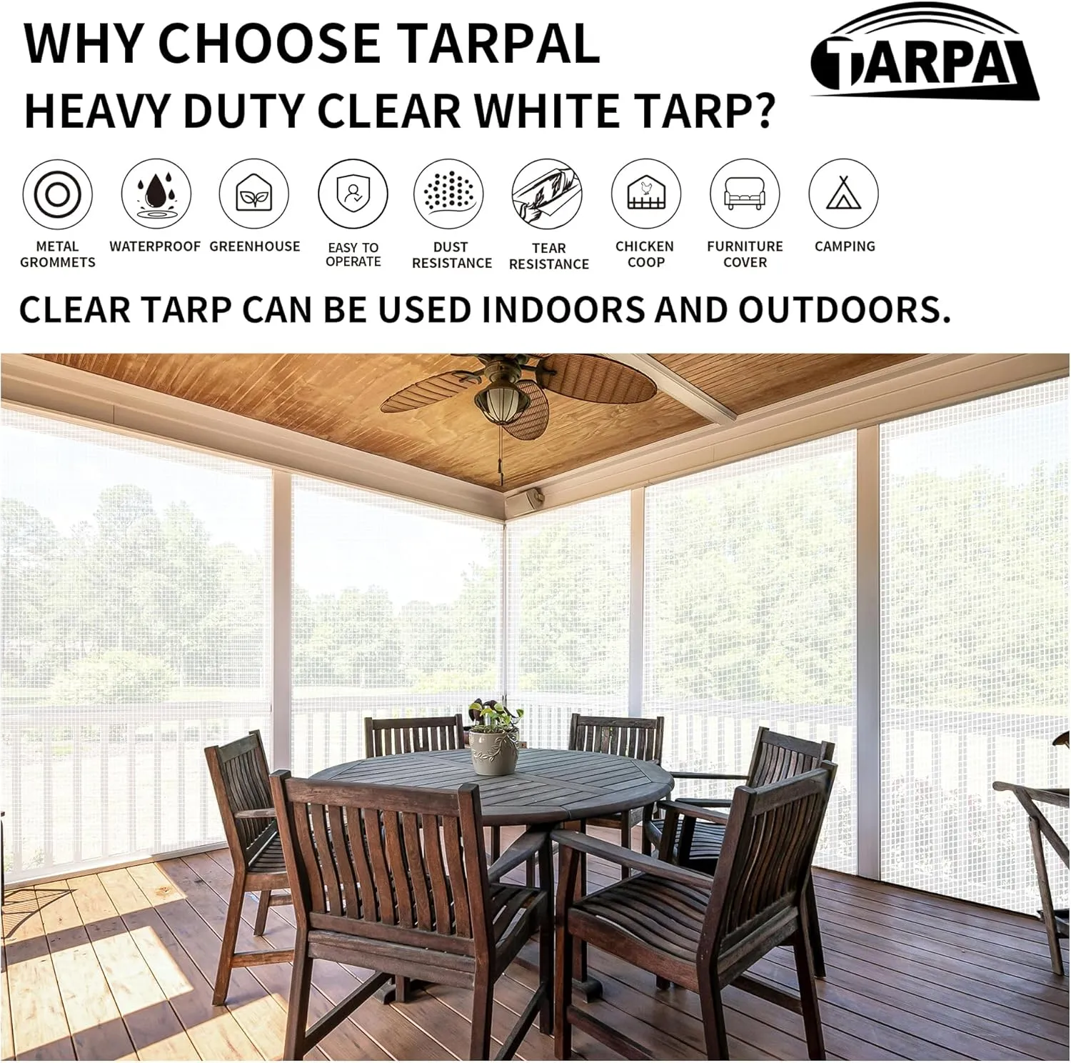 TARPAL 20'x20' Clear White Tarp Heavy Duty Waterproof 12mil with Grommets or Zip Ties for Large Greenhouses for Outdoors Garden,Farm,Chicken Coops