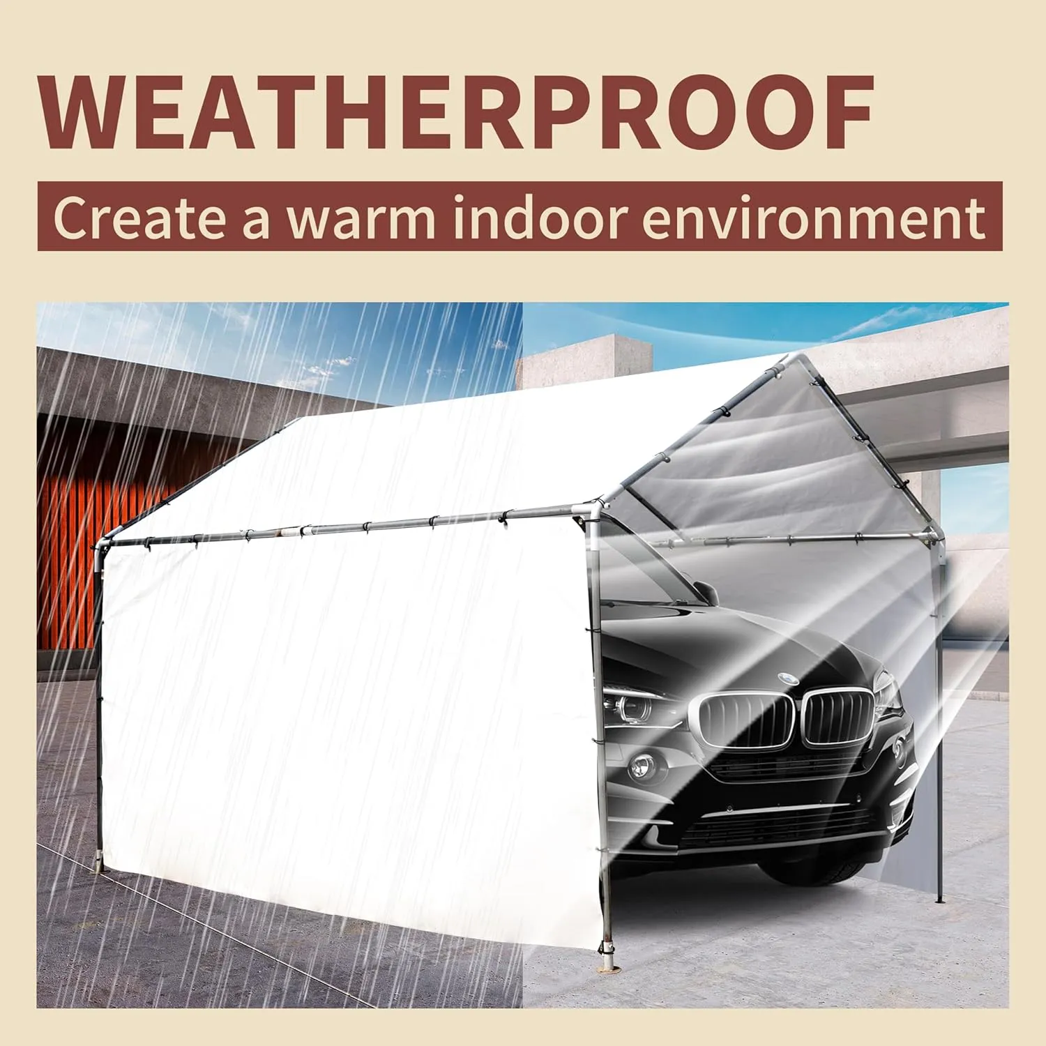 TARPAL 20'x20' White Tarp Waterproof 7.5 mil Medium Duty All Purpose Poly Tarps Cover Waterproof,Snow Proof UV Protection,Rip and Tear Proof,Poly Tarpaulin