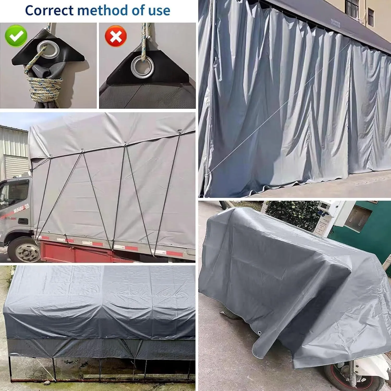 Tarps Heavy Duty Waterproof, Tarp Outdoor PVC Tarp Cover Thick UV-Protective Tarp with Grommet - for Firewood Outdoor Furniture etc,2 * 2m/6 * 6ft