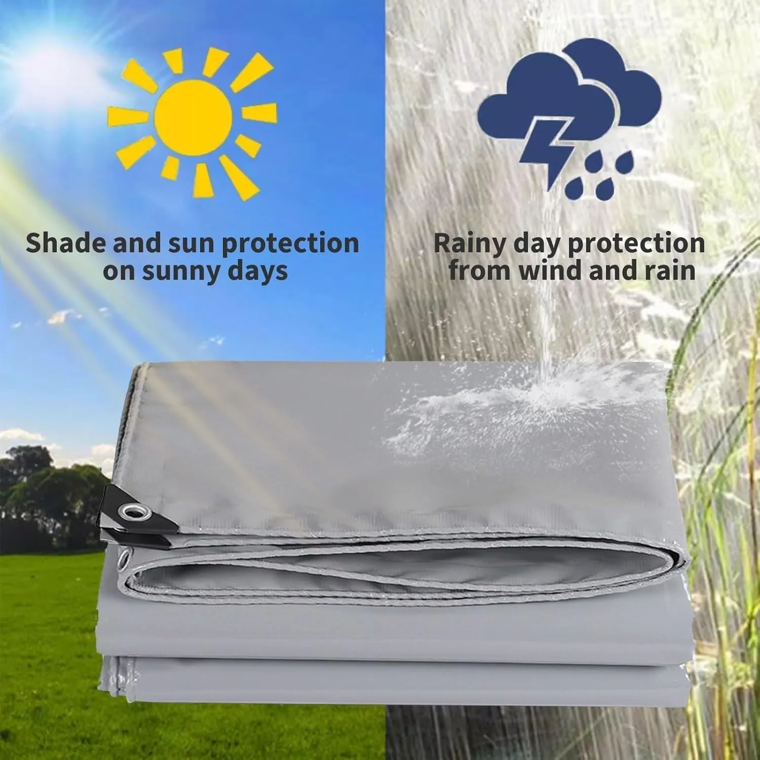 Tarps Heavy Duty Waterproof, Tarp Outdoor PVC Tarp Cover Thick UV-Protective Tarp with Grommet - for Firewood Outdoor Furniture etc,2 * 2m/6 * 6ft