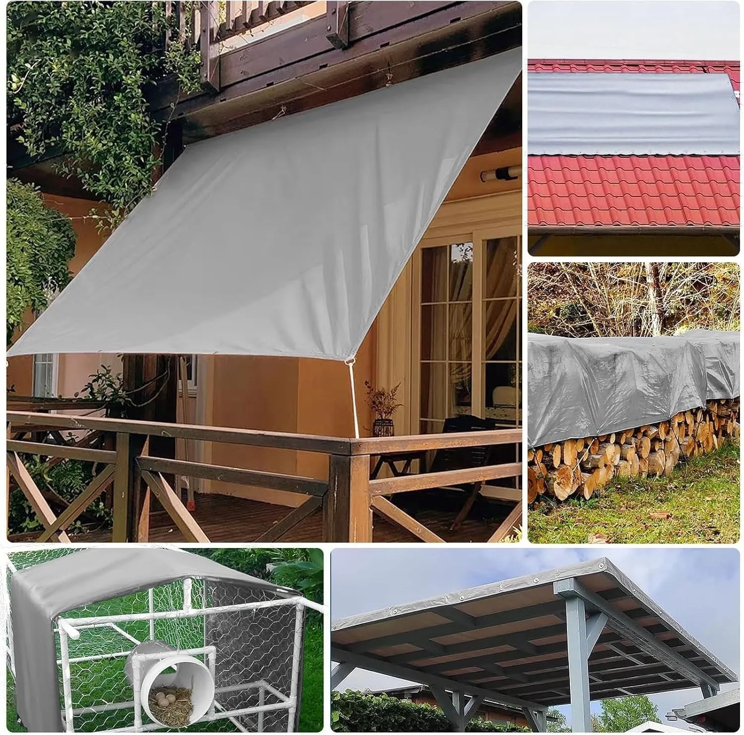 Tarps Heavy Duty Waterproof, Tarp Outdoor PVC Tarp Cover Thick UV-Protective Tarp with Grommet - for Firewood Outdoor Furniture etc,2 * 2m/6 * 6ft