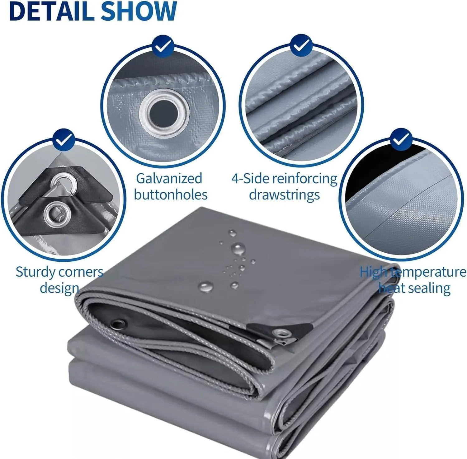 Tarps Heavy Duty Waterproof, Tarp Outdoor PVC Tarp Cover Thick UV-Protective Tarp with Grommet - for Firewood Outdoor Furniture etc,2 * 2m/6 * 6ft