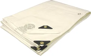 Tarps Now 16x20 Feet Fire Retardant Poly Tarp |12 MIL Heavy Duty Waterproof Cover |Rip and Tear Proof Plastic Tarp with Rustproof Aluminum Grommets & Reinforced Edges |Ideal for Camping - White