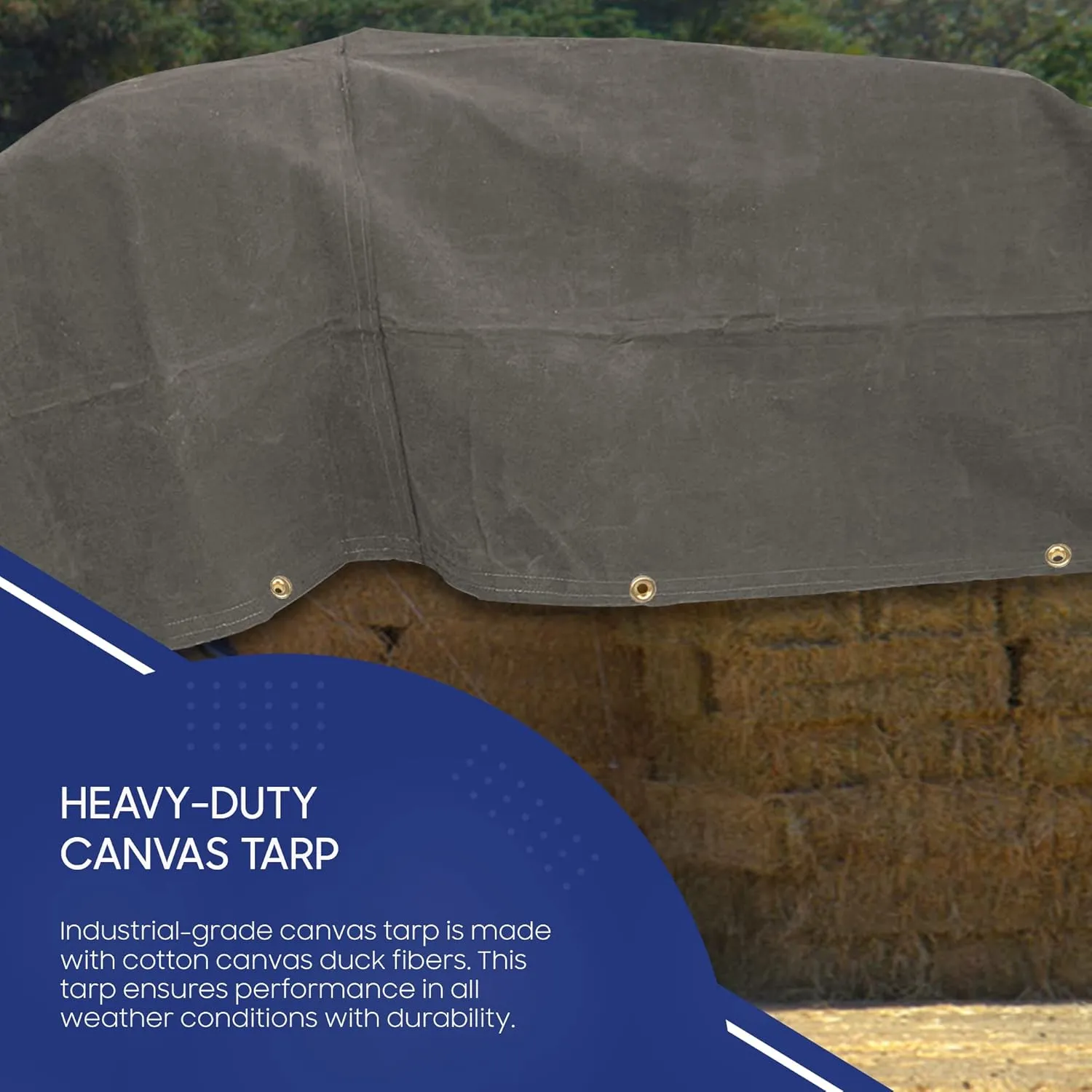 Tarps Now 20x20 ft Fire Retardant Canvas Tarp | 18 MIL Heavy Duty, Flame Retardant, Tear Resistance, Reinforced Edges, Brass Grommets | Ideal for Fire Prevention, Construction, Repairs | Olive Color