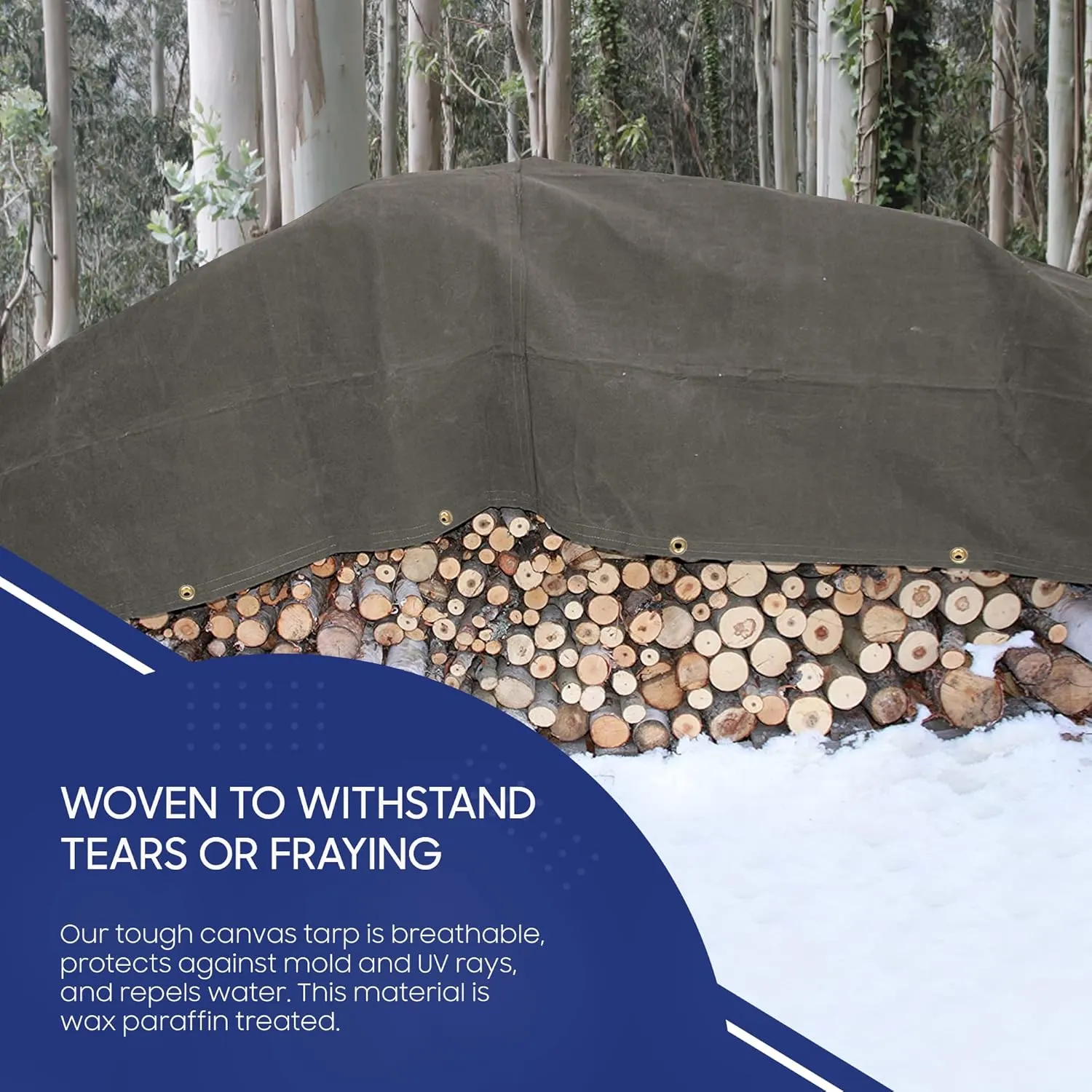 Tarps Now 20x20 ft Fire Retardant Canvas Tarp | 18 MIL Heavy Duty, Flame Retardant, Tear Resistance, Reinforced Edges, Brass Grommets | Ideal for Fire Prevention, Construction, Repairs | Olive Color