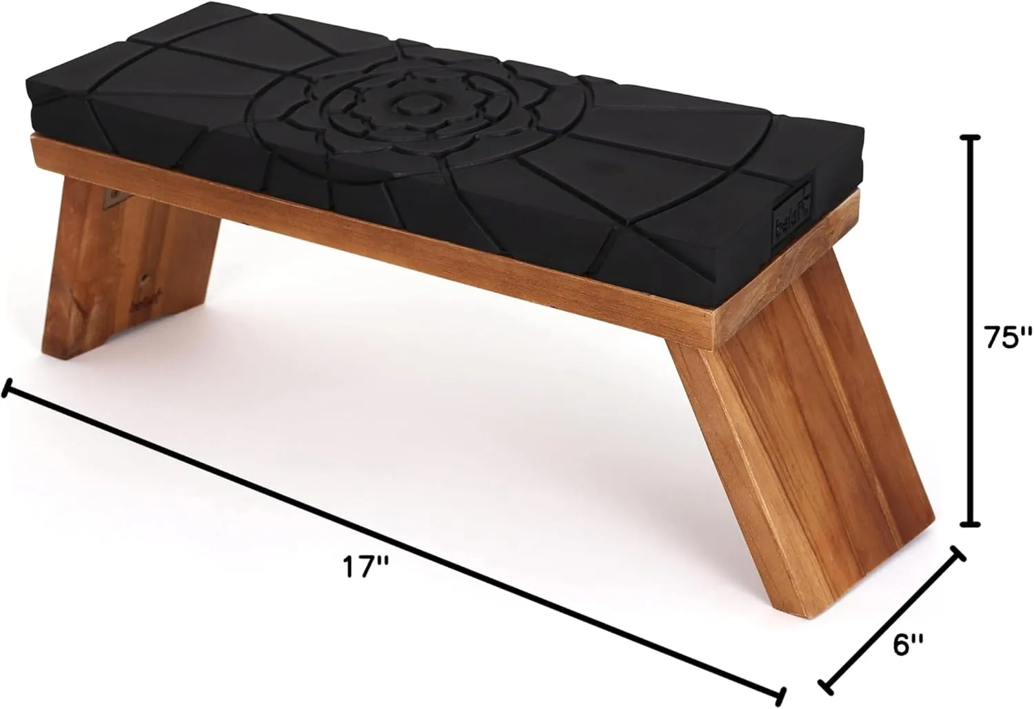 Teak Meditation Bench - Meditation Seat - Meditation Stool - Kneeling Meditation Chair - Portable Folding Meditation Bench - Seiza Yoga Meditation Bench - Prayer Bench (Black/Teak)