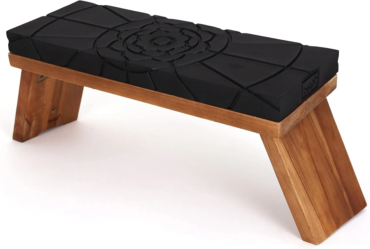 Teak Meditation Bench - Meditation Seat - Meditation Stool - Kneeling Meditation Chair - Portable Folding Meditation Bench - Seiza Yoga Meditation Bench - Prayer Bench (Black/Teak)